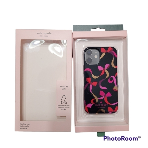 Kate Spade Black And Pink Ribbon Bow iPhone 12 Mini Case - Picture 5 of 5